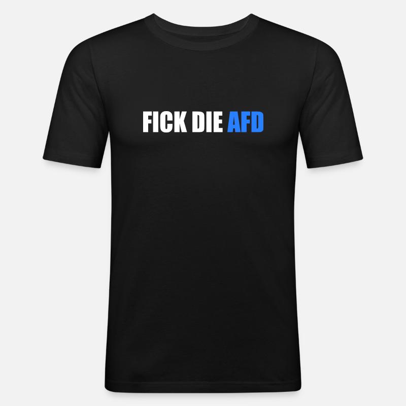 Fick die afd - Männer Slim Fit T-Shirt - Schwarz