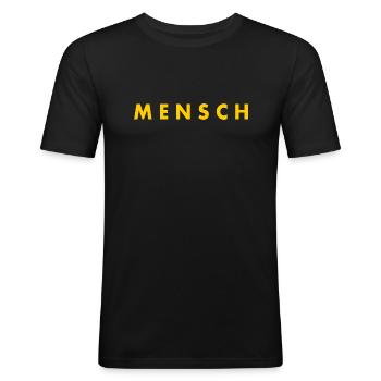 Mensch - Männer Slim Fit T-Shirt - Schwarz - Vorne - Nik (191cm)