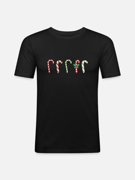 Candy cane - Men's Slim Fit T-Shirt - black