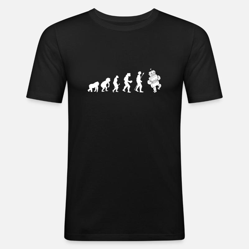 Evolution Roboter Geschenkidee - Männer Slim Fit T-Shirt - Schwarz