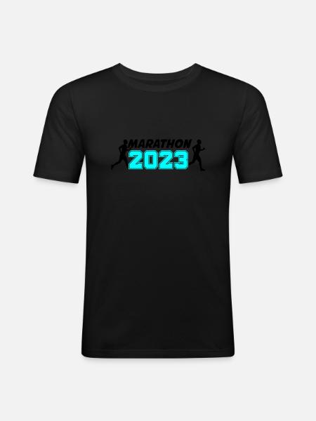 Marathon 2023 - Männer Slim Fit T-Shirt - Schwarz