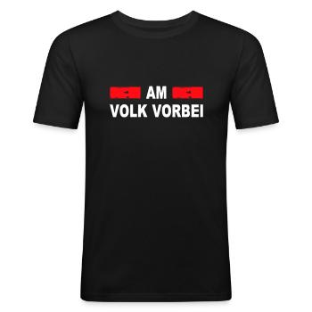 Am Volk Vorbei - Männer Slim Fit T-Shirt - Schwarz - Vorne - Nik (191cm)