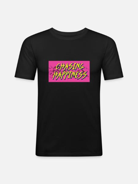 cHASING hAPINESS - Men's Slim Fit T-Shirt - black
