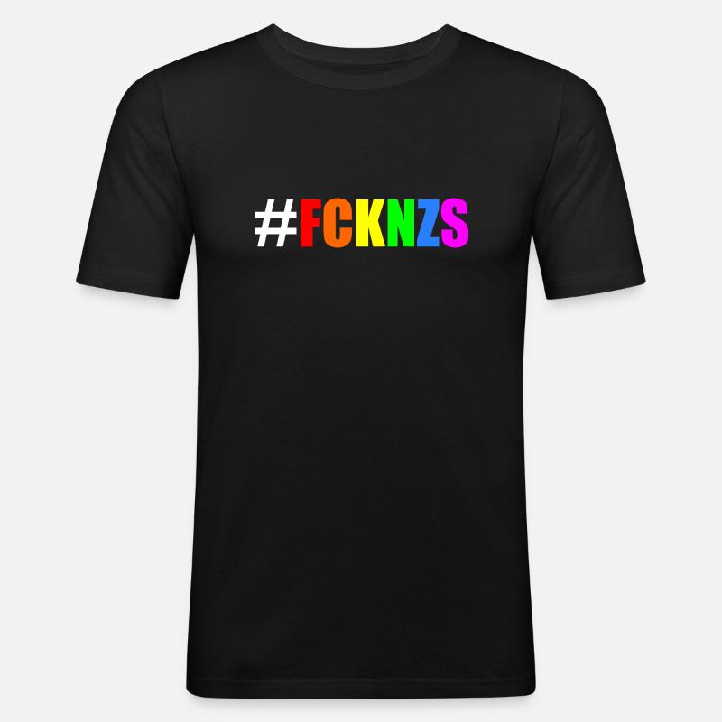 Fck nzs - Männer Slim Fit T-Shirt - Schwarz