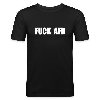 Fuck afd - Men's Slim Fit T-Shirt - black - Front - Nik (191cm)
