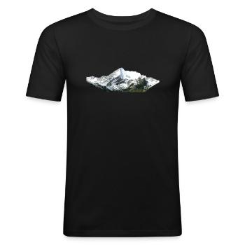 Mountains - Männer Slim Fit T-Shirt - Schwarz - Vorne - Nik (191cm)