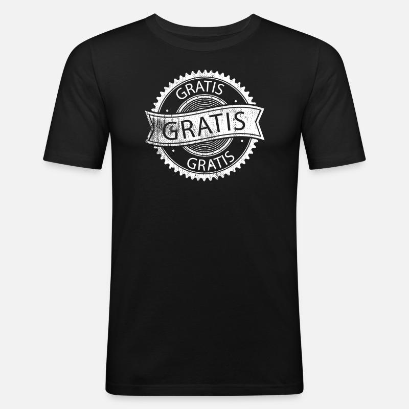 Gratis Aufkleber - Männer Slim Fit T-Shirt - Schwarz