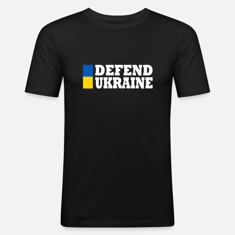 Defend ukraine - Männer Slim Fit T-Shirt - Schwarz