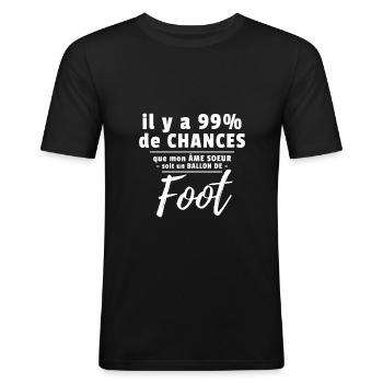 Ballon de foot - Humour football Âme soeur - T-shirt près du corps Homme - noir - Devant - Nik (191cm)