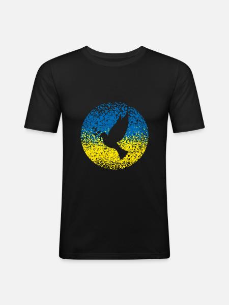 Ukraine Friedenstaube - Männer Slim Fit T-Shirt - Schwarz