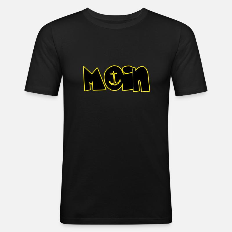 Ja Moin - Männer Slim Fit T-Shirt - Schwarz