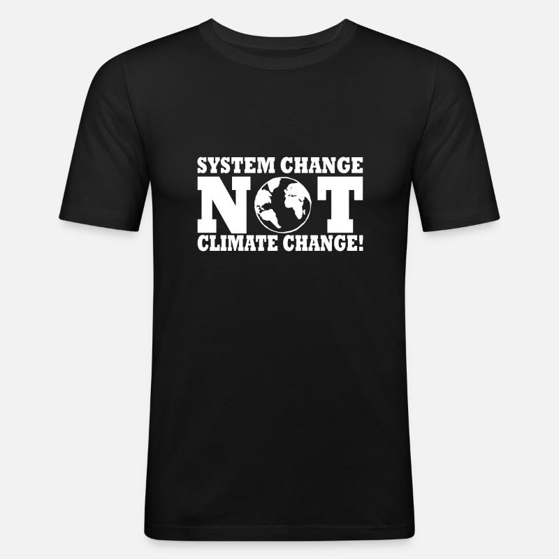 system change not climate change - Männer Slim Fit T-Shirt - Schwarz