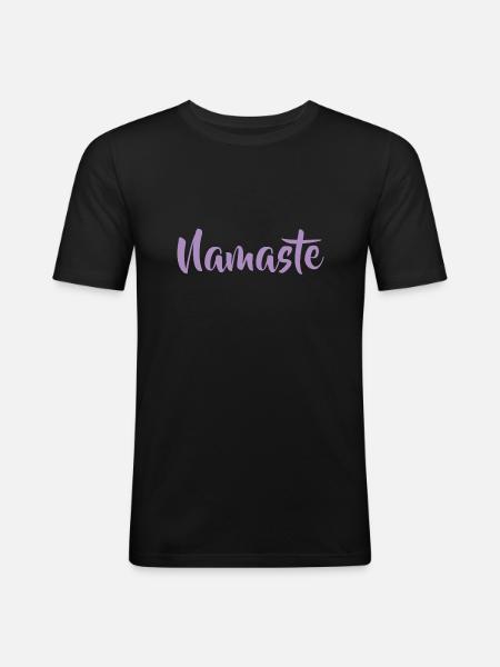 Namaste - Männer Slim Fit T-Shirt - Schwarz