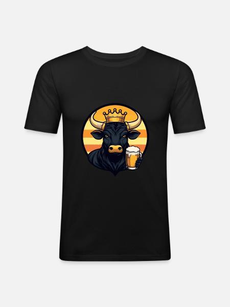 Stier Bier - Männer Slim Fit T-Shirt - Schwarz