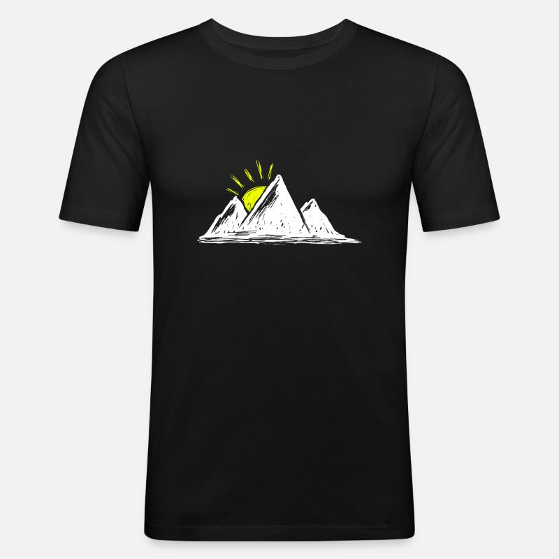 Berg Sonne - Männer Slim Fit T-Shirt - Schwarz
