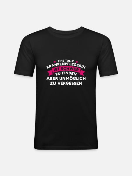 Krankenpflegerin Beruf Krankenschwester Geschenk - Männer Slim Fit T-Shirt - Schwarz