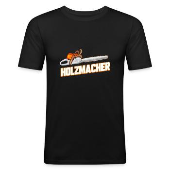 Holzmacher Forstwirt - Männer Slim Fit T-Shirt - Schwarz - Vorne - Nik (191cm)