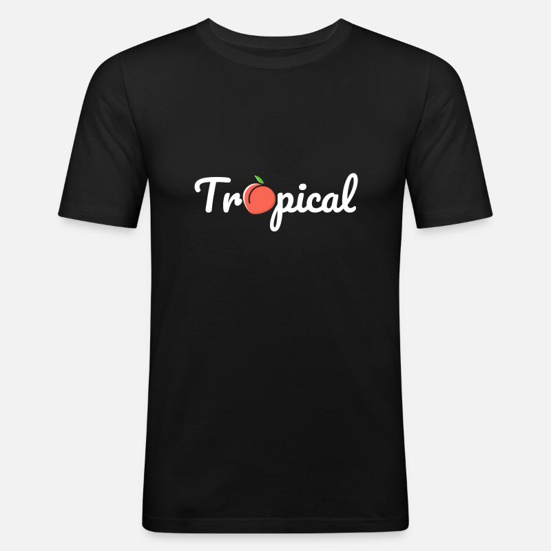 Pfirsich Liebe - Männer Slim Fit T-Shirt - Schwarz