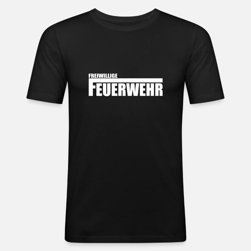 Feuerwehr - Männer Slim Fit T-Shirt - Schwarz