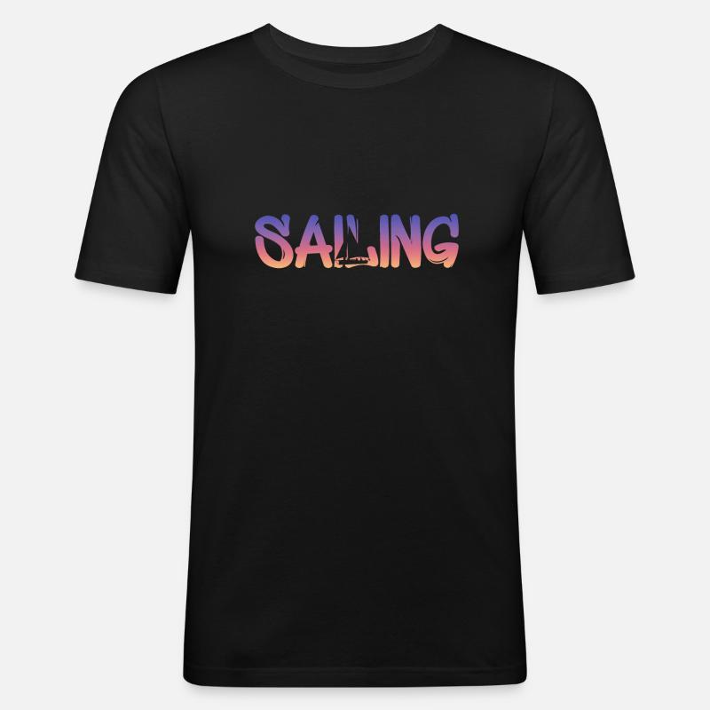 sailing - Männer Slim Fit T-Shirt - Schwarz