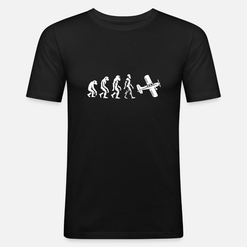 Evolutionary Airplain Flying Fun - Männer Slim Fit T-Shirt - Schwarz