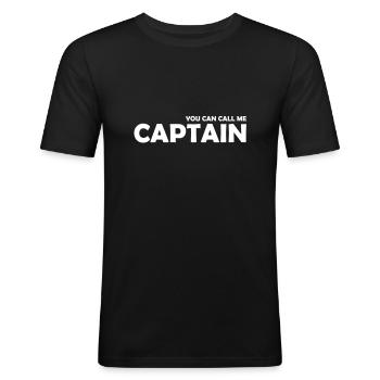 you can call me captain - Männer Slim Fit T-Shirt - Schwarz - Vorne - Nik (191cm)