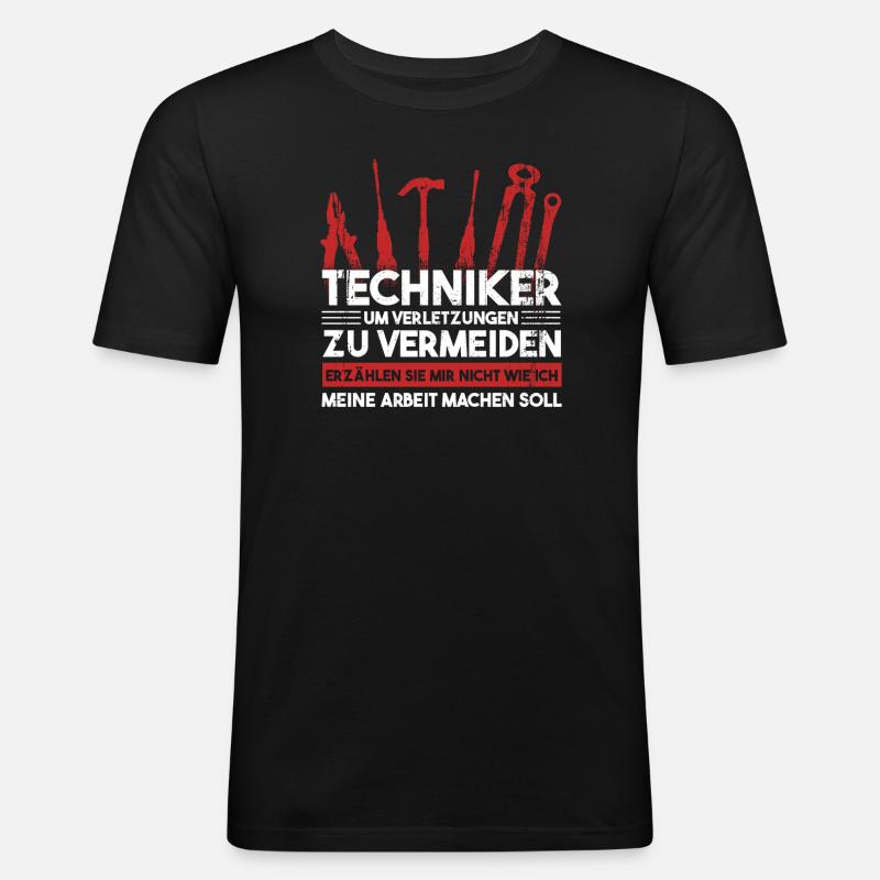 Techniker Beruf Fachmann Technik Geschenk - Männer Slim Fit T-Shirt - Schwarz