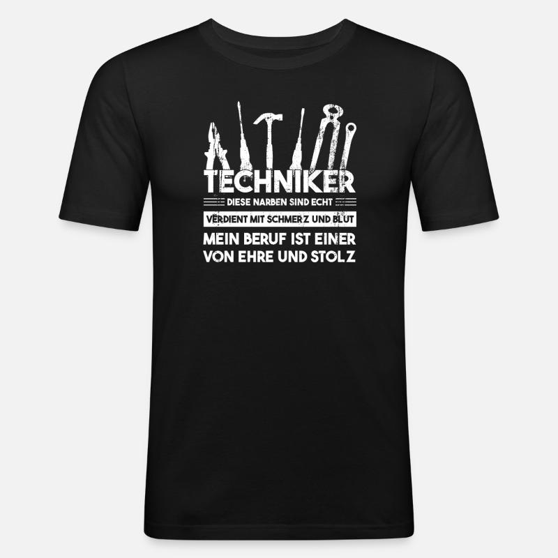 Techniker Beruf Technik Geschenk - Männer Slim Fit T-Shirt - Schwarz