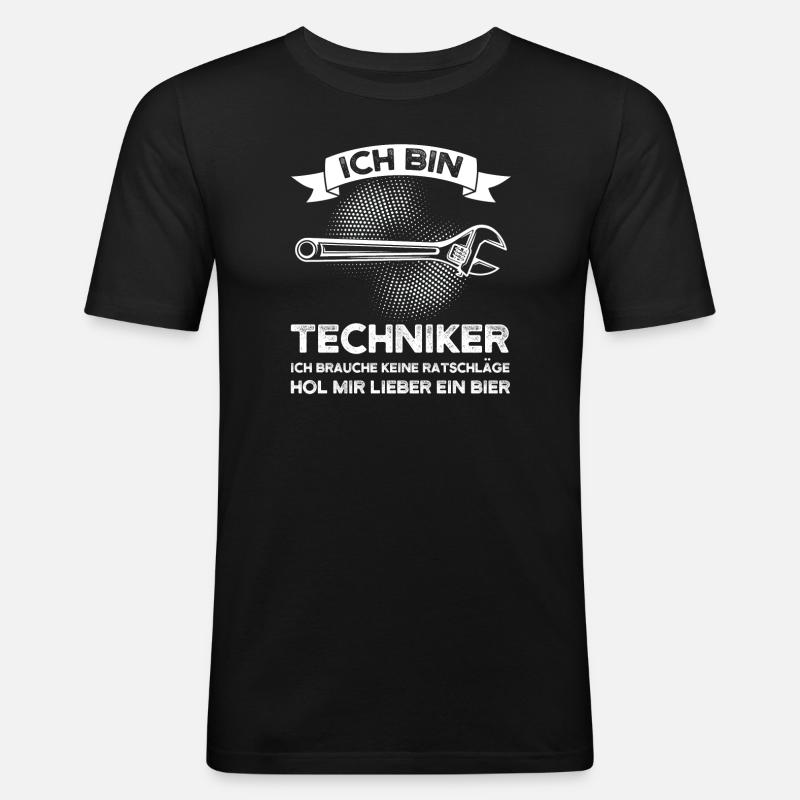 Techniker Bier Technik Geschenk - Männer Slim Fit T-Shirt - Schwarz