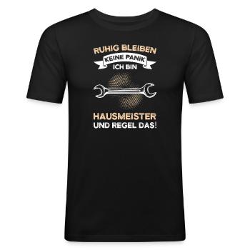 Hausmeister Beruf Handwerker Geschenk - Männer Slim Fit T-Shirt - Schwarz - Vorne - Nik (191cm)