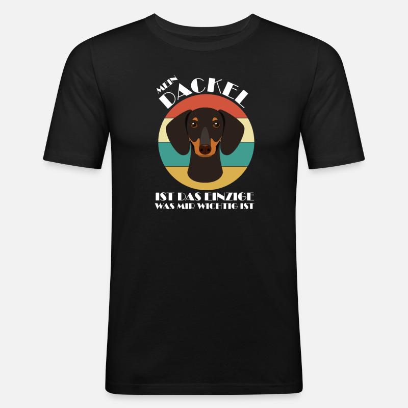 Dackel Hund Dackel Hund Geschenk - Männer Slim Fit T-Shirt - Schwarz