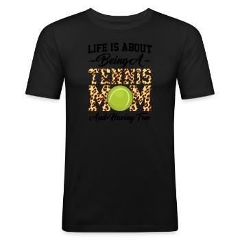 Tennis Mama Tennisspiel Tennis Geschenk - Männer Slim Fit T-Shirt - Schwarz - Vorne - Nik (191cm)