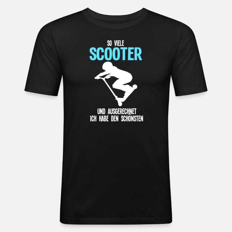 Scooter Roller Roller-Fahrer Geschenk - Männer Slim Fit T-Shirt - Schwarz
