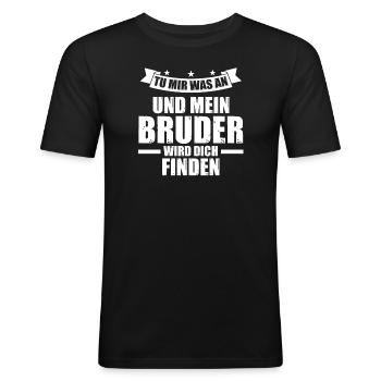 Schwester Bruder Brüder Geschenk - Männer Slim Fit T-Shirt - Schwarz - Vorne - Nik (191cm)