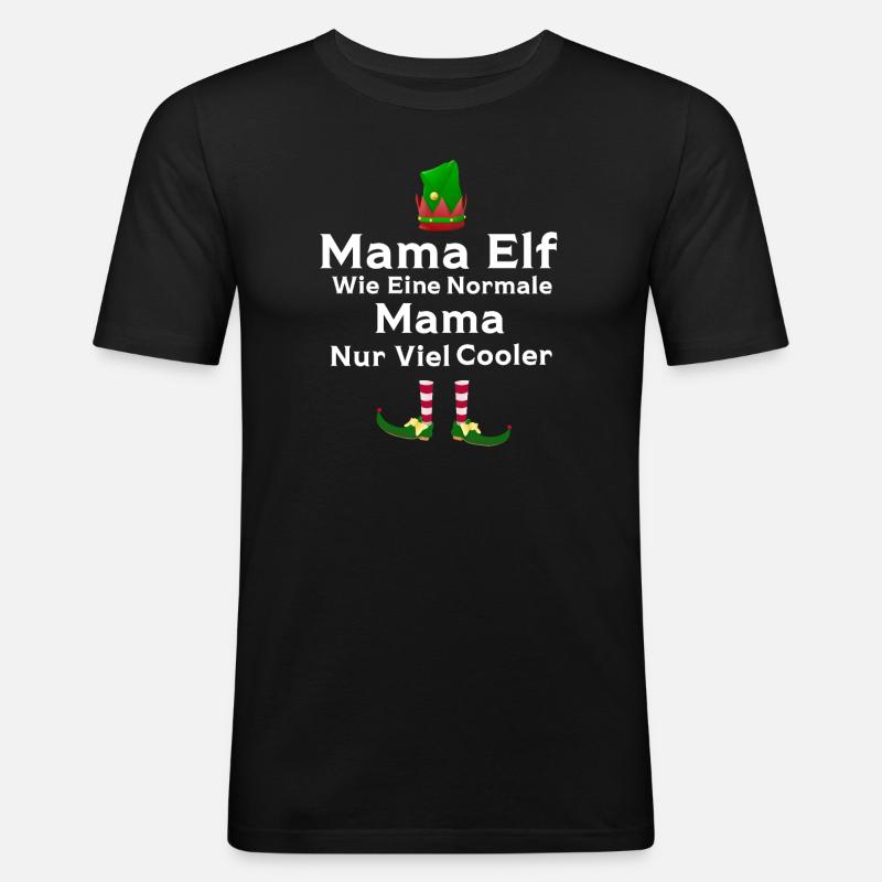 Mutter Elfe Mama Elf Geschenk - Männer Slim Fit T-Shirt - Schwarz