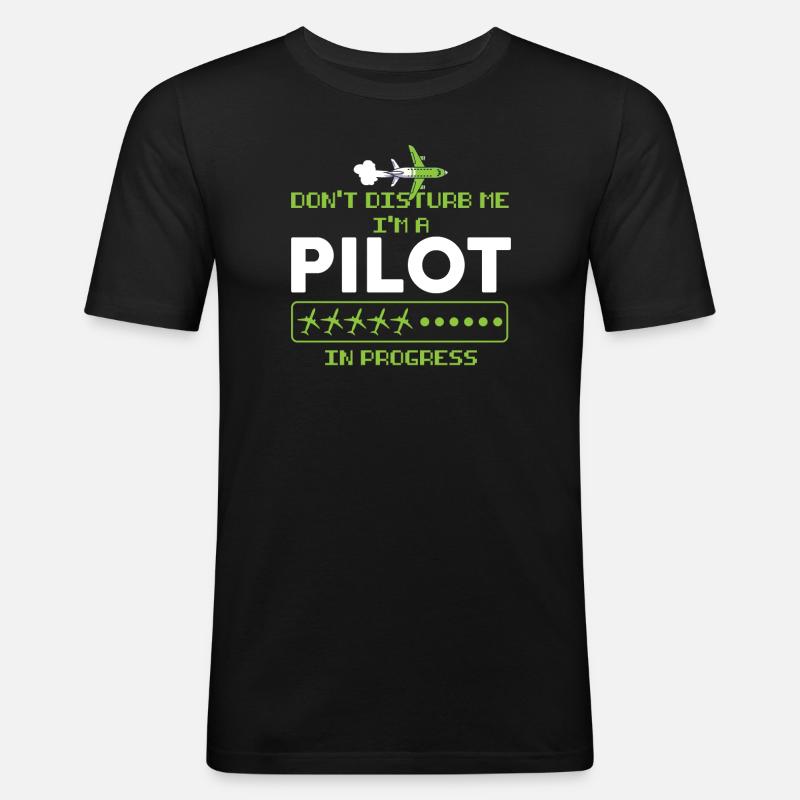 Pilot Pilot Flugzeug Geschenk - Männer Slim Fit T-Shirt - Schwarz
