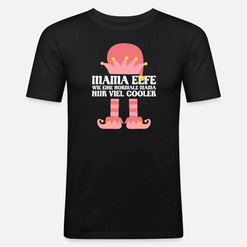Mutter Elfe Mama Elf Geschenk - Männer Slim Fit T-Shirt - Schwarz