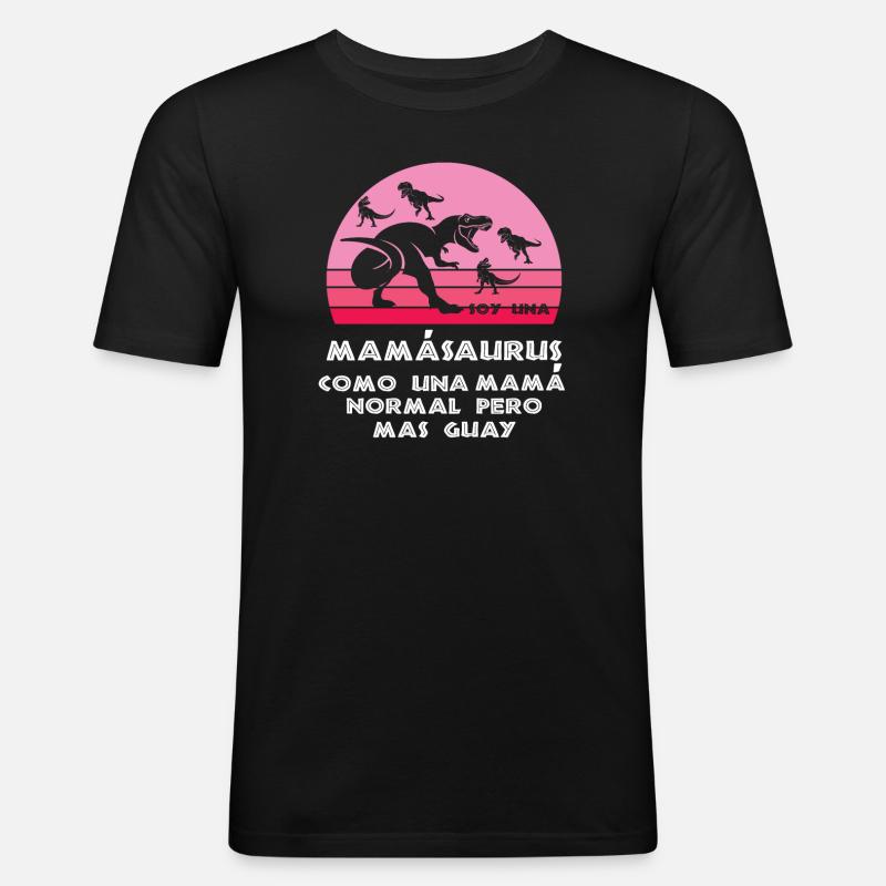 Mama Dinosaur Mutter Geschenk - Männer Slim Fit T-Shirt - Schwarz