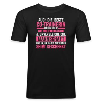 Co-Trainerin Sport Coach Geschenk - Männer Slim Fit T-Shirt - Schwarz - Vorne - Nik (191cm)