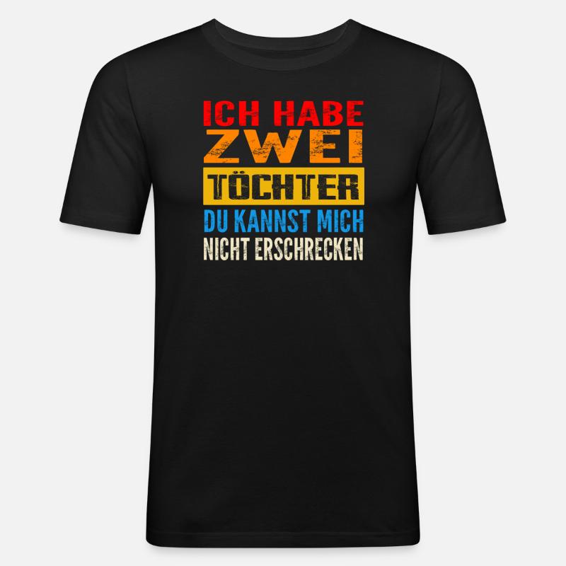 Papa 2 Töchter Töchter Geschenk - Männer Slim Fit T-Shirt - Schwarz