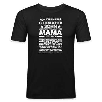 Sohn & Mutter Familie Sohn Geschenk - Männer Slim Fit T-Shirt - Schwarz - Vorne - Nik (191cm)
