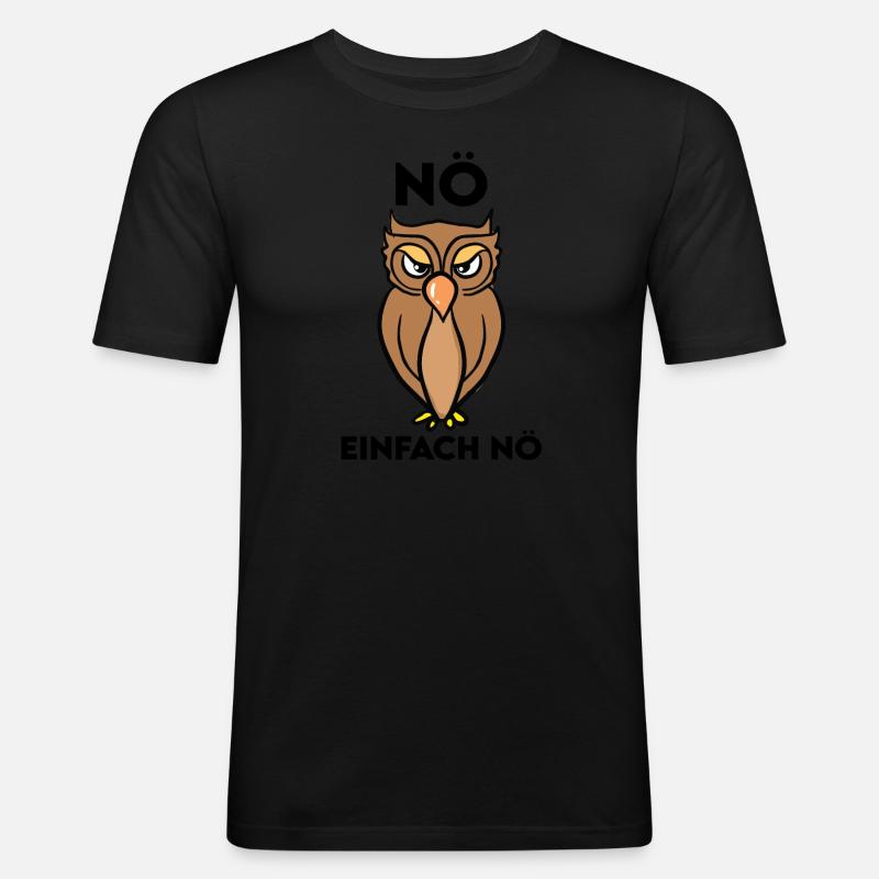 Eule Vogel Eulen Fans Geschenk - Männer Slim Fit T-Shirt - Schwarz
