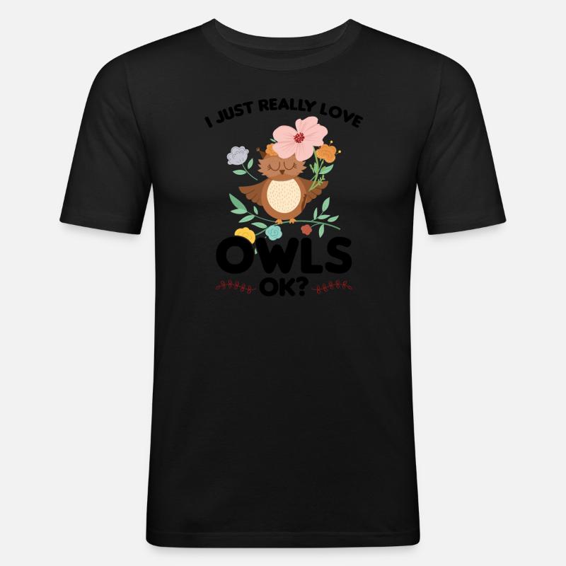 Eule Vogel Eulen Fans Geschenk - Männer Slim Fit T-Shirt - Schwarz