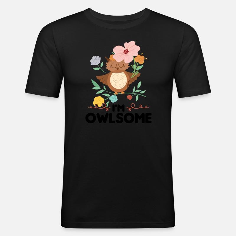 Eule Vogel Vögel Geschenk - Männer Slim Fit T-Shirt - Schwarz