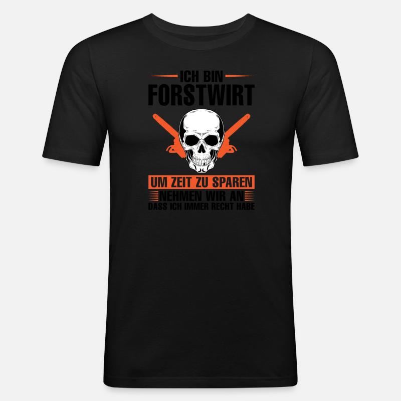 Forstwirt Beruf Förster Geschenk - Männer Slim Fit T-Shirt - Schwarz