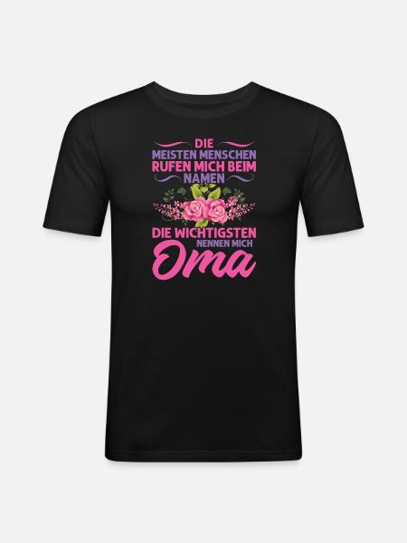 Grossmutter Oma Omas Geschenk - Männer Slim Fit T-Shirt - Schwarz