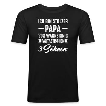 Papa 3 Söhne Papa von 3 Jungen Geschenk - Männer Slim Fit T-Shirt - Schwarz - Vorne - Nik (191cm)