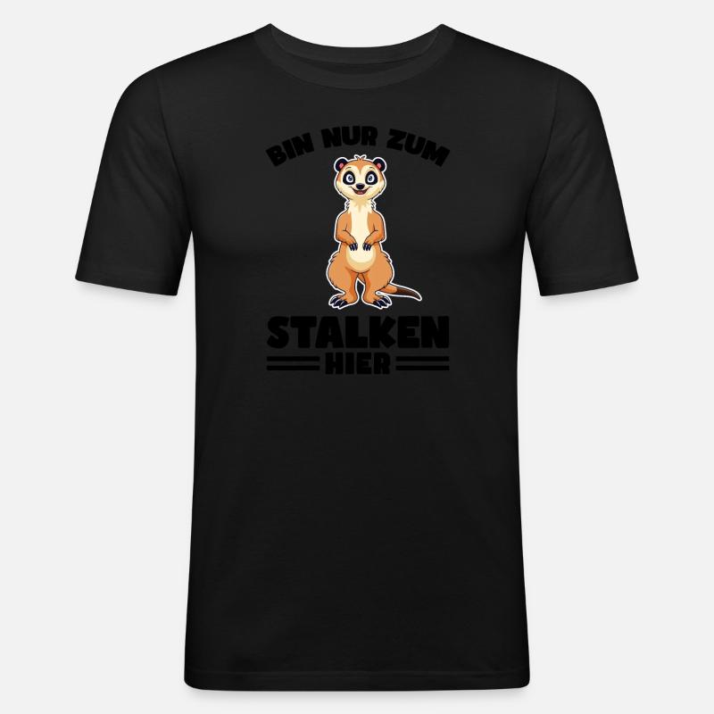 Tiere Erdmännchen Erdmännchene Geschenk - Männer Slim Fit T-Shirt - Schwarz