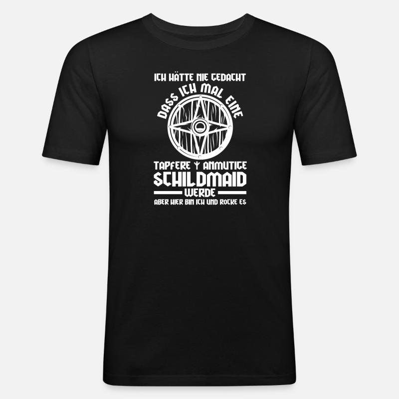 Schildmaid Wikinger Wikingerin Geschenk - Männer Slim Fit T-Shirt - Schwarz