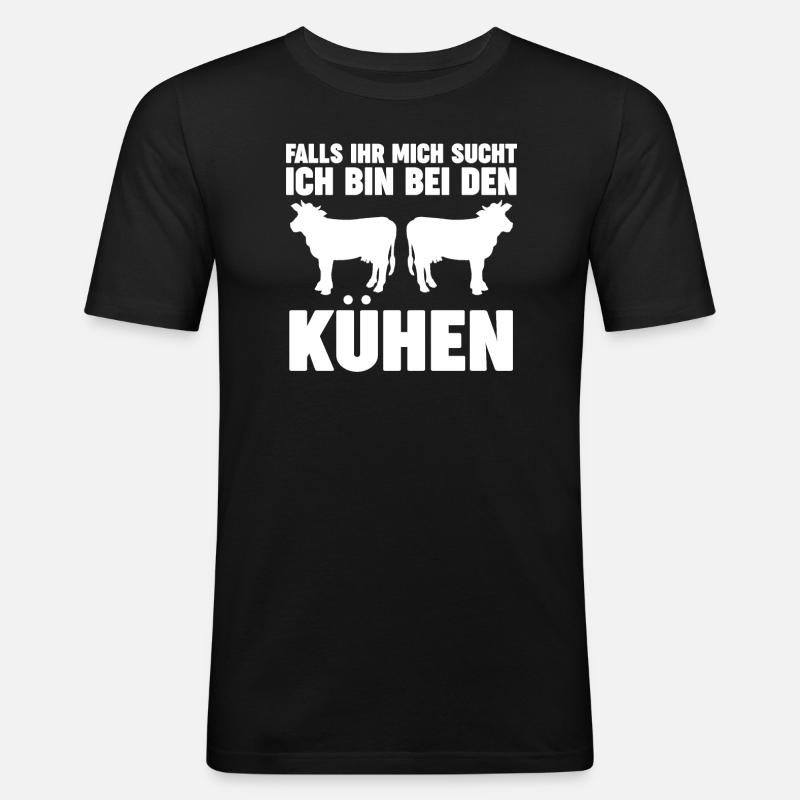 Kühe Kuh Bauernkuh Geschenk - Männer Slim Fit T-Shirt - Schwarz